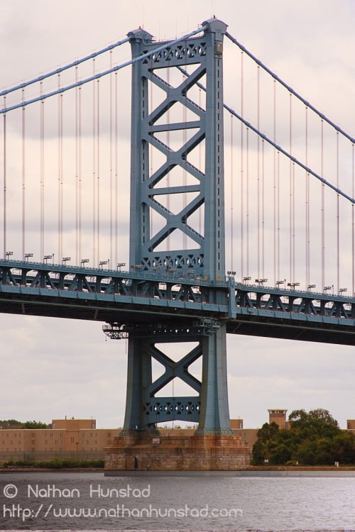 One of the towers of the Ben Franklin Bridge